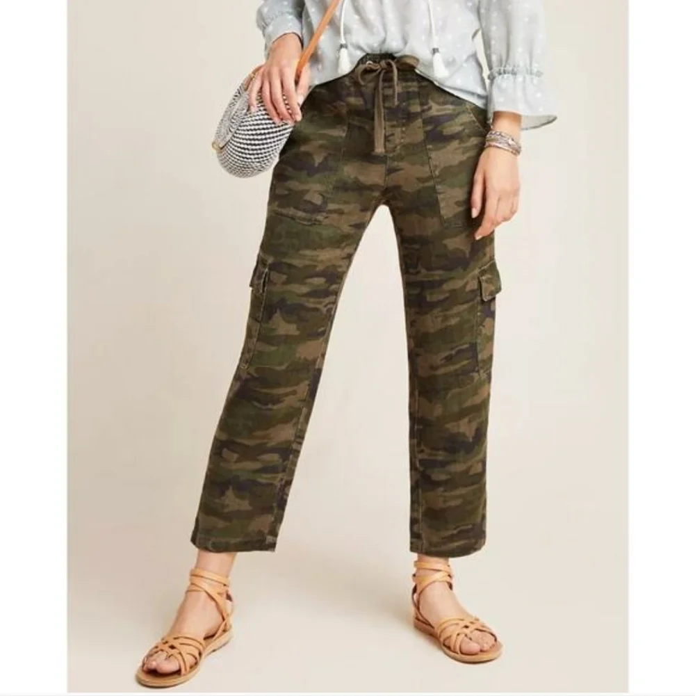 SANCTUARY X Anthropologie Discoverer Linen Camo Cargo Pants Size XS - Picture 1 of 16